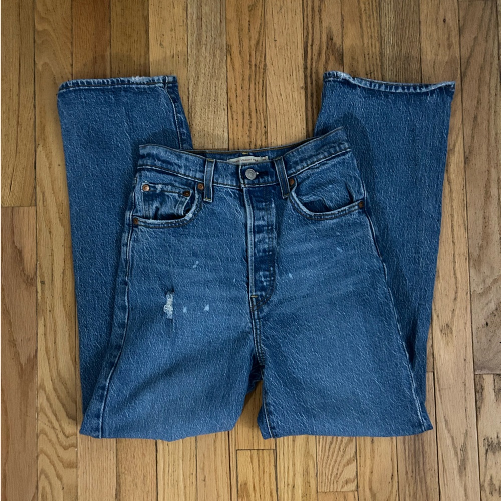 Levi’s Ribcage Straight Ankle Jeans Size 25 High Rise Distressed